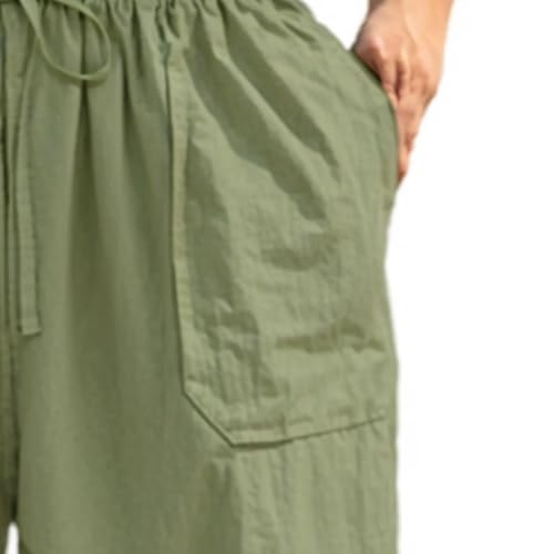 Men's Casual Cotton Linen Pants Drawstring Elastic Waist Loose Fit Beach Pants Lightweight Breathable Lounge Pant4