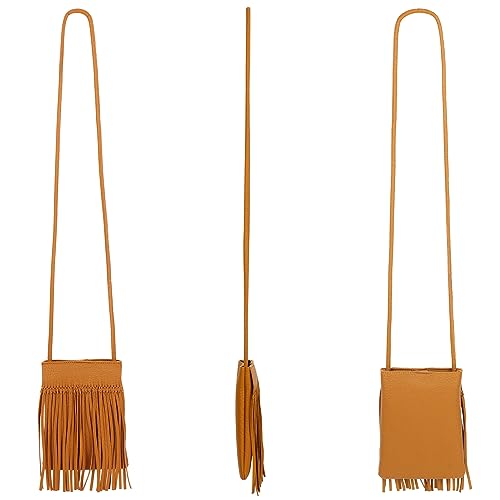 Image of Women Leather Fringe Messenger Bag Mini Hobo Crossbody Tassel Shoulder Bags