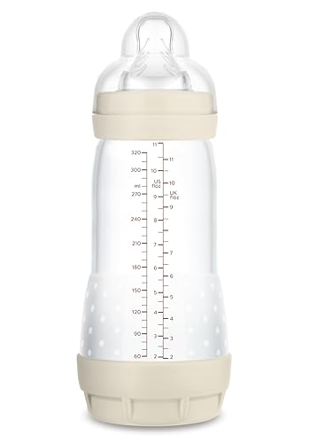 MAM Biberón Anticólicos, a partir de 4 Meses, 320ml, con Tetina 3 Flujo Rápido de Silicona de Fácil Aceptación, Autoesterilizable y Fácil de Limpiar, MAM Easy Start Anti Colic, Neutro Mate, 1ud