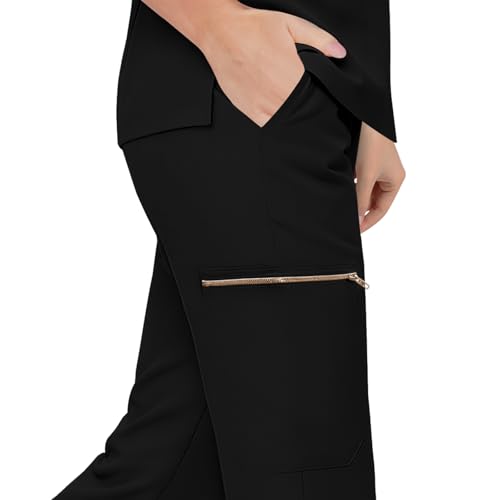 Gargey Scrubs for Women - Zip Front Top & Flare Pant Stretch Nursing Women’s Scrubs Set Medical Uniform - image 5