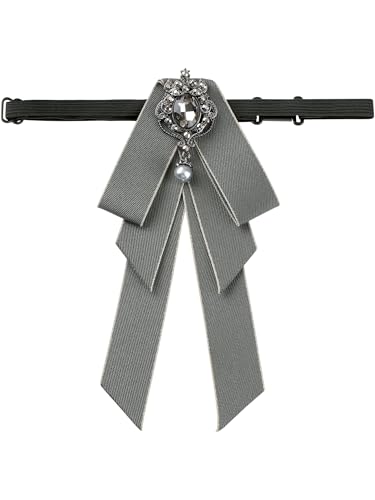 Image of Women's Ribbon Brooch Necktie Rhinestone Bow Ties for Elegant Chic