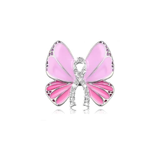 Image of Fashion Pink Ribbon Breast Cancer Awareness Lapel Pins Enamel Red Badge Women Brooch Jewelry