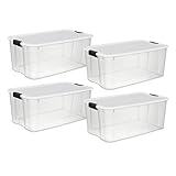 Sterilite 116 Quart Ultra Clear Plastic Storage Tote Container with Latching Lid (8 Pack)