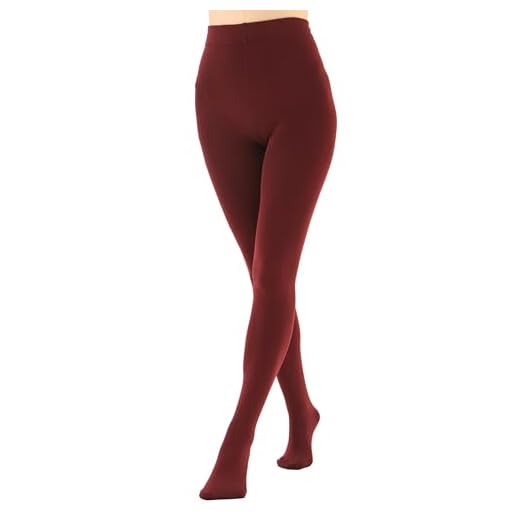 EVERSWE Meia-calça feminina forrada com lã opaca, meia-calça térmica, Vinho tinto, M