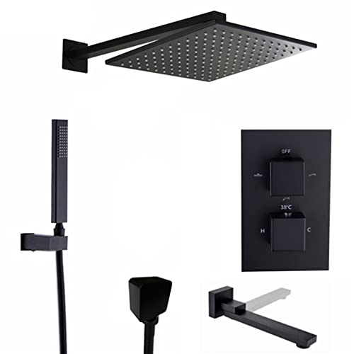 Robinet thermostatique encastrable triple fonction avec douche pluie 10" et bec baignoire