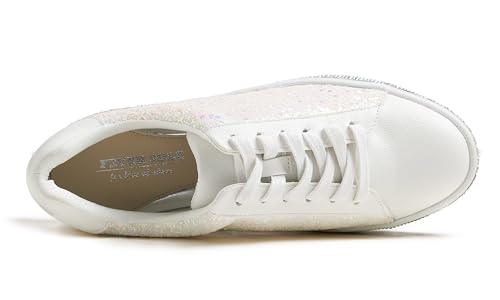 Image of FEVERSOLE Women's Fashion Sparkle Platform Rhinestone Party Holiday Wedding Sneakers