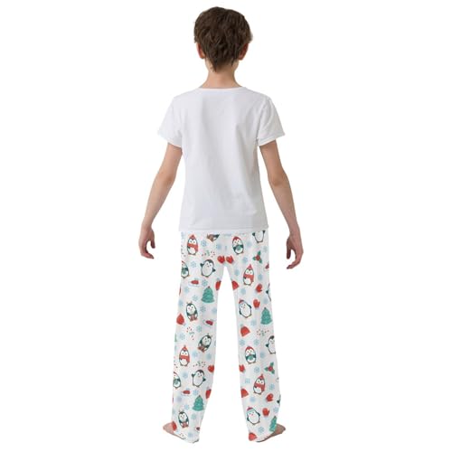 ZZXXB Penguin Snow Trees Boys Long Pants Soft Trousers Elastic Waist Kids Lounge Bottoms with Pockets S-XL3