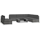 Photo Gallery set salotto da giardino in polyrattan grigio, divano ad angolo e tavolino modulare, resistente alle intemperie, per terrazza, giardino, balcone, esterno Photo Gallery set salotto da giardino in polyrattan grigio, divano ad angolo e tavolino modulare, resistente alle intemperie, per terrazza, giardino, balcone, esterno