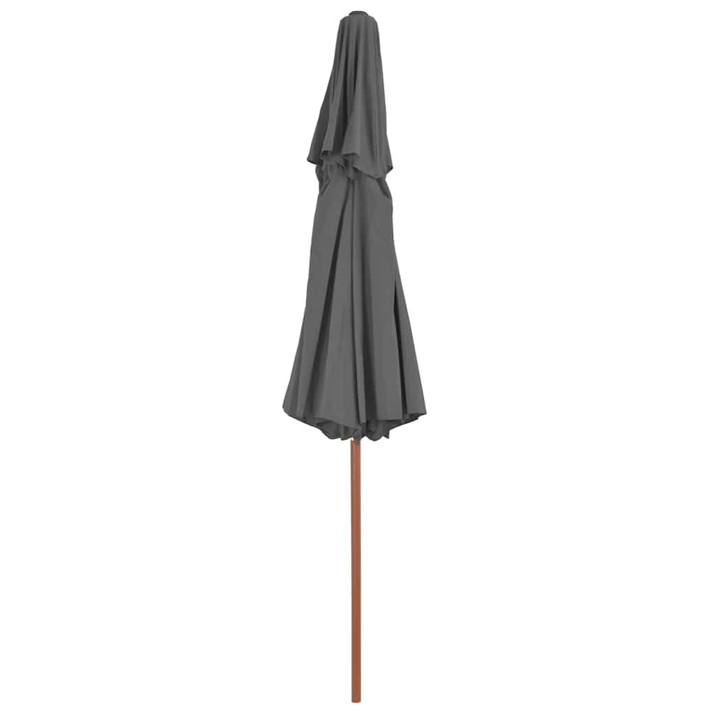 Antracyt parasol 270 cm z drewnianym kijem