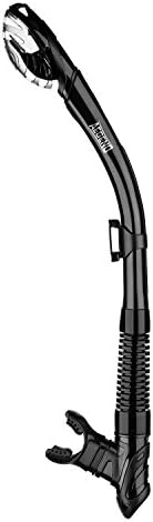 Aegend Dry Snorkel, Easy-Breath Free Diving Snorkel for Snorkeling Scuba Diving Freediving Swimming, with Top Dry Valve and Food-Grade Silicone Mouthpiece for Adult Youth，Black