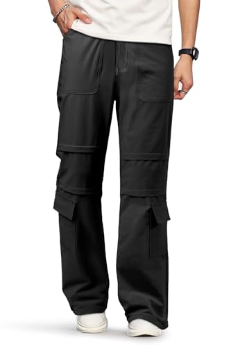 GINGTTO Mens Black Cargo Pants Relaxed Fit Stretch Hiking Pants for Men Slim Fit Size 32