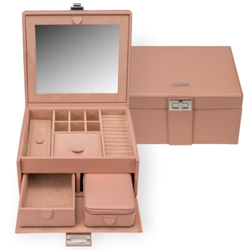 Coffret bijoux Windrose Marvella rose saumon haute finition
