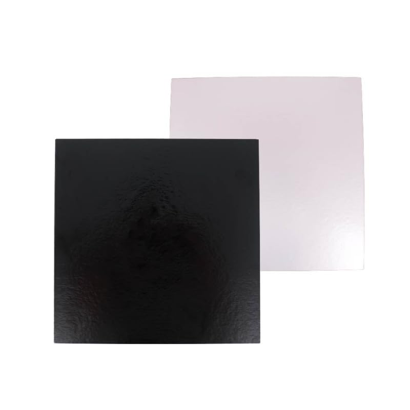 Supports cartonnés à gâteaux carrés blanc et noir 20x20cm (x5)