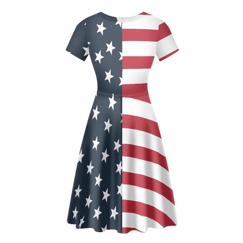Image of AFPANQZ Womens Casual Summer Lightweight Vintage Dress Short Sleeve Midi Dress Knee-Long Luxury Formal Dress