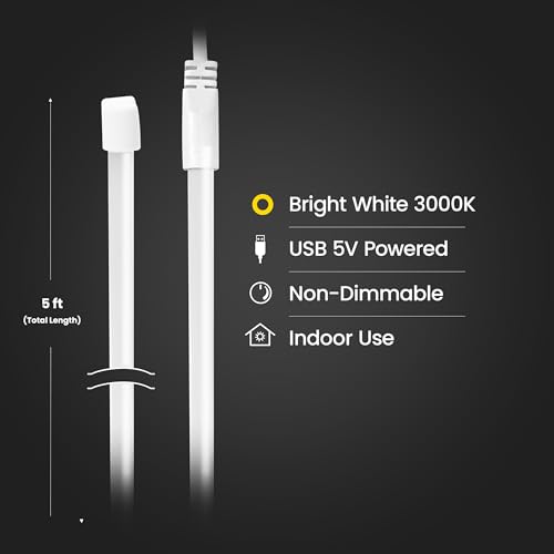 Image of Feit Electric 5ft Indoor USB-Powered White Neon Flex Light, 120 Lumens, 3000K Bright Glow, 25,000-Hour Lifetime, Easy-to-Shape Display Lighting for Bedrooms, Dorms, Desks and More, NF5 /3K /USB