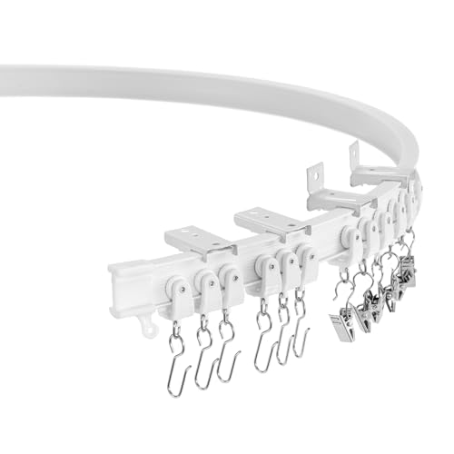 Dyna-Living 19.7ft/6M Flexible Bendable Ceiling Curtain Track, Ceiling & Side Mounted Curved Curtain Track, Ceiling Track For Room Divider, RV, L/U Shape Bay Windows,White