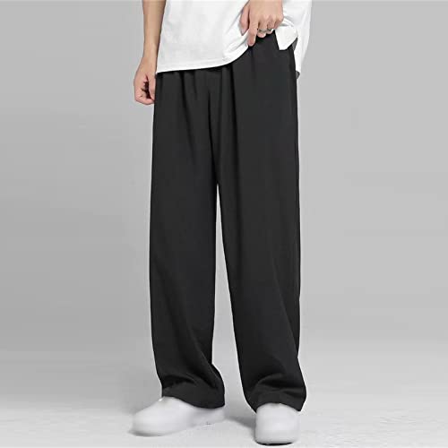 Men's Loose Fit Dress Pant Classic Casual Wide Leg Suit Pant Solid Color Lightweight Business Trousers Streetwear2
