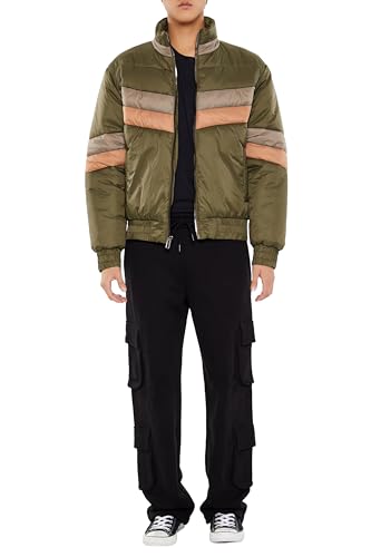 Forever 21 Men's Colorblock Funnel Neck Puffer Jacket2