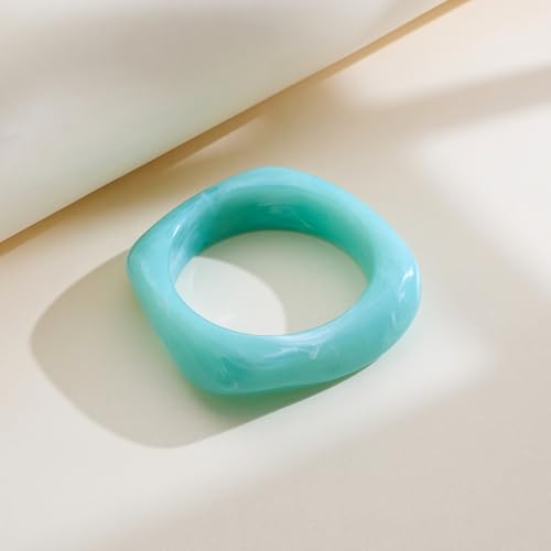 WOWORAMA Colorful Resin Acrylic Bangle Bracelets for Women Geometric Chunky Mottled Acetate Resin Bangles Wide Acrylic Plastic Bracelets Statement Jewelry
