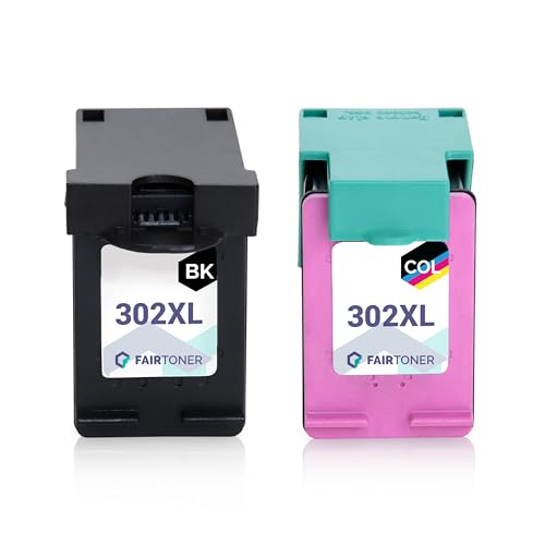 FairToner 302 XL Druckerpatronen Multipack (Schwarz & Farbe) – Ersatz für HP 302/302 XL – Kompatibel mit Envy 4525 4520 4522 4523 4524 Officejet 3831 3830 3833 Deskjet 3630 3636 3638 1110