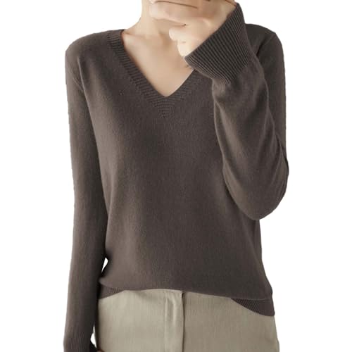 Jersey de forro polar para mujer, suéter de cachemira, elegante, a rayas, cuello en V, suéter de punto de forro polar suave, suéter de manga larga para mujer, suéter liso de cachemira, sudadera casual