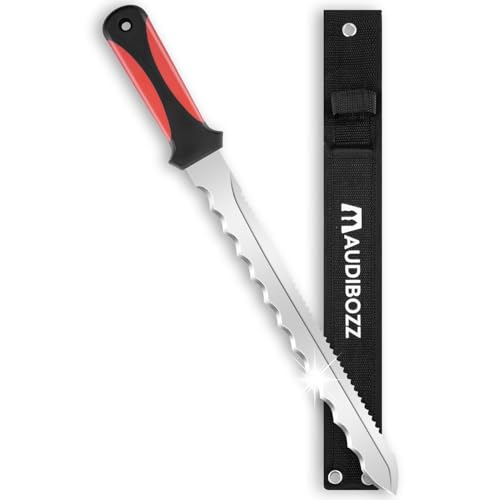 Dämmstoffmesser - 28 cm Edelstahlklinge mit Nylontasche Zum Schneiden von Steinwolle und Dämmstoffen Dämmstoffschneider und Styropor