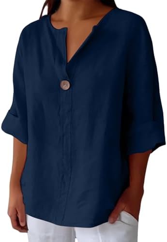 Summer Tops for Women Fashion 2026 Plus Size Blouses Cotton Linen...