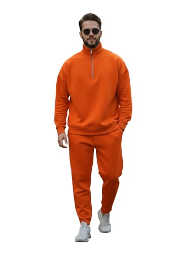 Image of Mack Jonney Solid Half Zipper Track Suit for men | Co-ord Set | Warm Fleece Tracksuit Set | Full Sleeve Sweatshirt