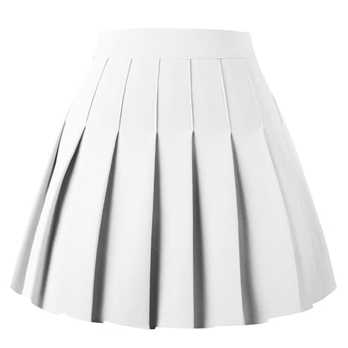 Image of Girstunm Women's Pleated Skirt Mini Skater Basic Skirts High Waist School Girls Uniform Short Cheerleader Skirt