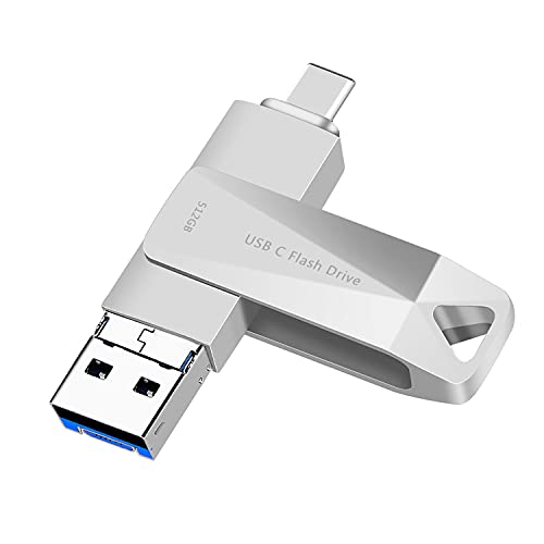 USB C Flash Drive 3.0 Memory Stick 512GB for Phone USB C Thumb Drive Photo Stick USB C High Speed Data Storage Drive for Madbook Pro Air Android Phone Computers and Tablets LXUC 512GB Silver