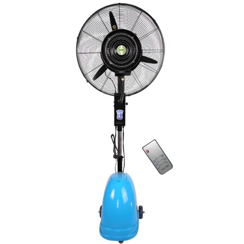 40L Pedestal Misting Fan - Oscillating Outdoor Cooling Fan for Patio, Backyard, and Dining Spaces - Ideal for Summer Heat Relief (Blue)