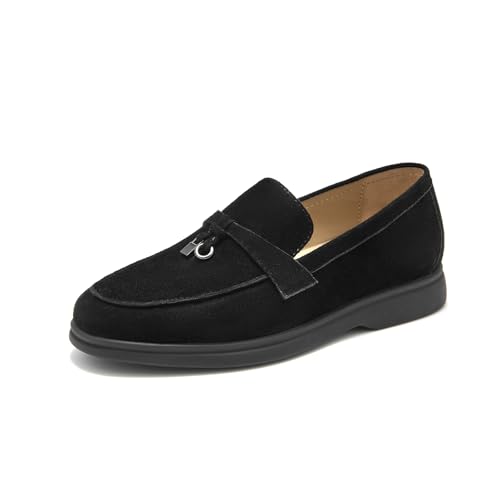 Image of BEAU TODAY Suede Loafers Flats for Women, Women's Slip On Penny Loafers, Leather Driving Comfortable Dress Ladies Loafers Casual Office Work Shoes