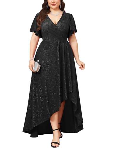 CYCLAMEN Plus Size Sparkly Formal Dress Sparkle Wrap A Line Long Slit Dresses Cocktail Party Evening Gown