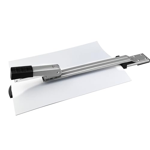 Deli Long Reach Stapler, Booklet Stapler with Jam Resistant, 25 Sheet Capacity, Long Arm Standard Staplers for Booklet, Book Binding, Art Journaling, Silver, 2024 Gifts - Thumbnail 2