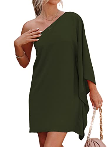jhsnjnr womens short wedding guest one shoulder dresses formal batwing sleeve club party cocktail dress