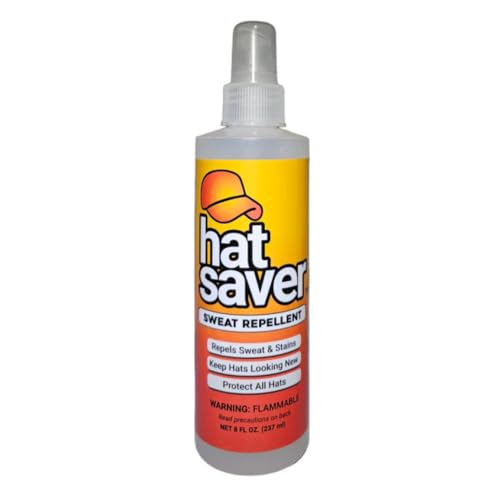 Hat Saver Hat Sweat Spray - Prevent Sweat Stains on Your Hats | 8-Ounce Spray | Protects Hats from Sweat, Water, and Dirt | Up to 8 Hats Per Bottle