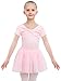 PLIKSUVER Ragazze Body Danza Vestito da Balletto Balletto Leotard Tutu Body per Danza lungo breve corto per Bambina Ragazza Rosa Nero (Rosa Manica Corta, 100)