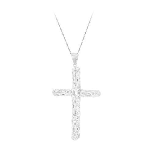 Pendentif grande croix byzantine homme en argent sterling Tuscany Silver chaîne gourmette 51 cm