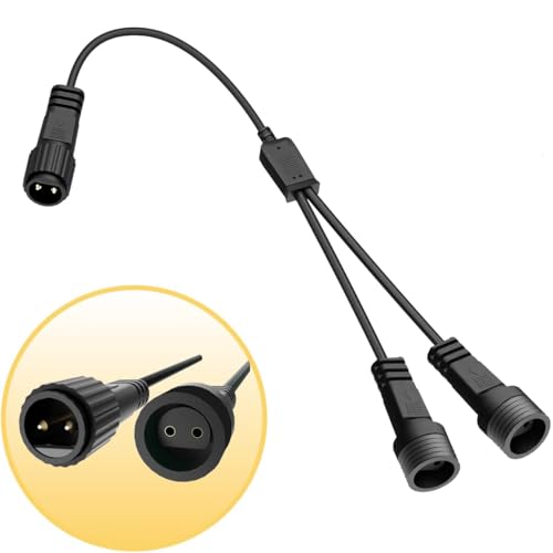 Redefun Y Verteiler für Lichterketten, 2Pin 2 Wege Splitter Kabel, IP65 Wasserdichtes Anschluss für Innen Außen Gartenbeleuchtung, G40 Globus Lichter Redefun Y Verteiler für Lichterketten, 2Pin 2 Wege Splitter Kabel, IP65 Wasserdichtes Anschluss für Innen Außen Gartenbeleuchtung, G40 Globus Lichter