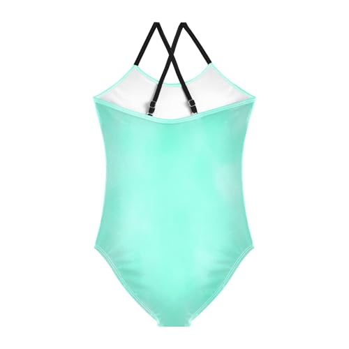 Kids Swim Suits Beach Bathing Suit 3-10 Y with Adjustable Shoulder Strap, Aqua Green Marble2