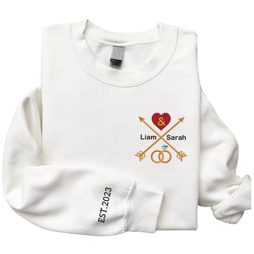 Pamaheart Custom Embroidered Couple Sweatshirts, Matching Hoodies for Him & Her, Custom Name Embroidery, Unisex-Adults, Valentine's Day & Birthday Gifts3