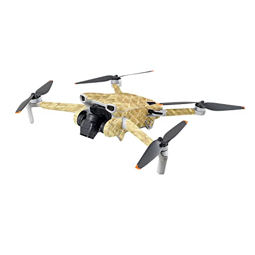 Image of MightySkins Carbon Fiber Skin Compatible with DJI Mini 3 - Gold Tiles | Protective, Durable Textured Carbon Fiber Finish | Easy to Apply | Made in The USA