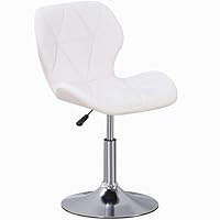 Charles Jacobs Static Swivel Geometric Design Chair with Adjustable Height - White PU