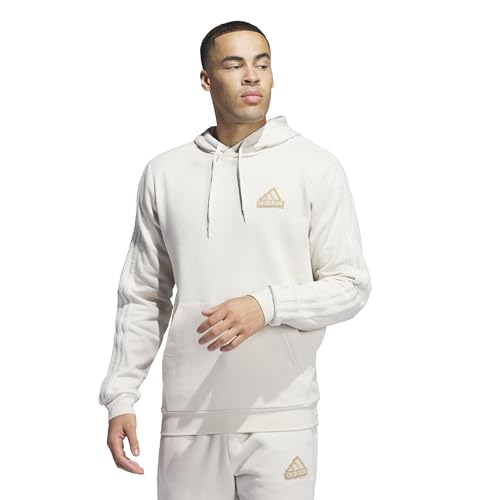 adidas Men's Coze 3-Stripes Pullover Hoodie, Alumina, X-Small at