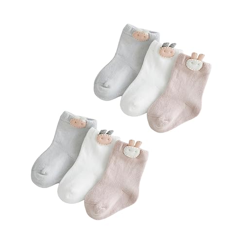TENDYCOCO 3 Pair Boys and Girls Socks Cartoon Baby Stockings Breathable Socks for 1-3 Years Old