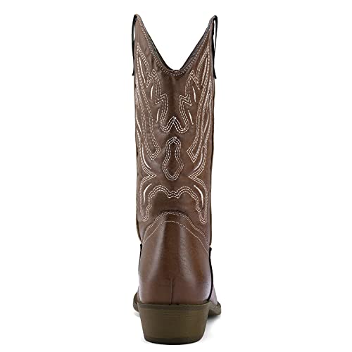 mysoft Women's Western Cowboy Boots Embroidered Mid-Calf Pointed Toe Cowgirl Boot4