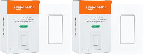 Image of Amazon Basics Smart Light Switch, Single Pole, Compatible with Alexa Only, Voice Control, Schedule, 2.4 GHz Wi-Fi, No Hub Required, Easy to Install, White (Pack of 2)
