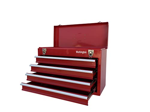 Workington Portable Metal Tool Chest With 4 Drawers, 20" 4-Drawer Tool Chest Cabinet With Ball Bearing Drawer Slides, Steel Tool Storage Box Organizer 4004 Red #TOP1