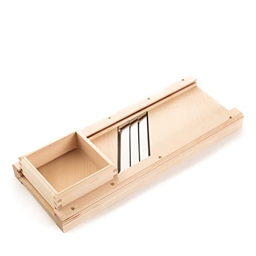Ribnican Kitchen - Rallador de cocina grande para cortar hierbas y verduras con ruedas giratorias, para chucrut, hierba roja y ensalada de hierbas, madera de haya, 40 cm de largo (40 x 15 cm)