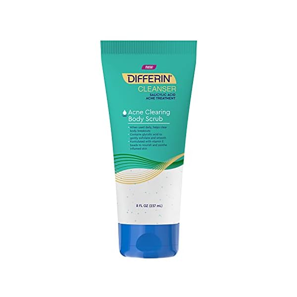 Differin-Body-Scrub-with-Salicylic-Acid-Acne-Clearing-Improves-Tone-and-Texture-Prone-Skin-on-Back-Shoulders-and-Chest-White-8-Oz Differin Body Scrub with Salicylic Acid Acne Clearing Improves Tone and Texture Prone Skin on Back Shoulders and Chest, 8 Oz (Packaging May Vary)